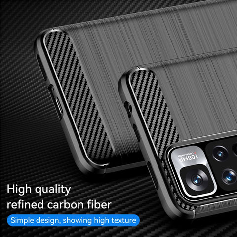 1.8mm Thin Stain-proof Carbon Fiber Brushed Texture Soft TPU Phone Protective Cover for Xiaomi Poco X4 NFC 5G