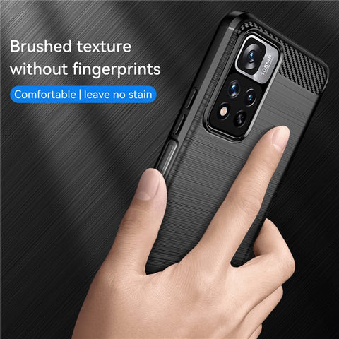 1.8mm Thin Stain-proof Carbon Fiber Brushed Texture Soft TPU Phone Protective Cover for Xiaomi Poco X4 NFC 5G