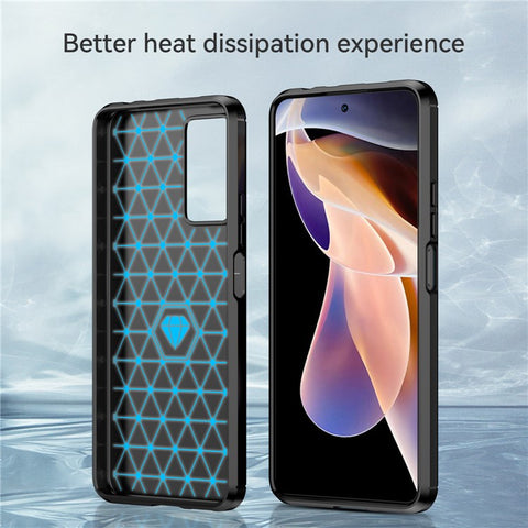 1.8mm Thin Stain-proof Carbon Fiber Brushed Texture Soft TPU Phone Protective Cover for Xiaomi Poco X4 NFC 5G