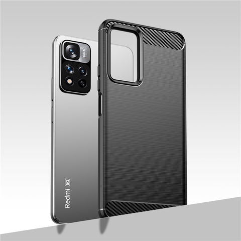 1.8mm Thin Stain-proof Carbon Fiber Brushed Texture Soft TPU Phone Protective Cover for Xiaomi Poco X4 NFC 5G
