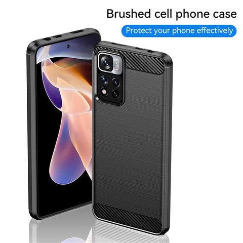 1.8mm Thin Stain-proof Carbon Fiber Brushed Texture Soft TPU Phone Protective Cover for Xiaomi Poco X4 NFC 5G