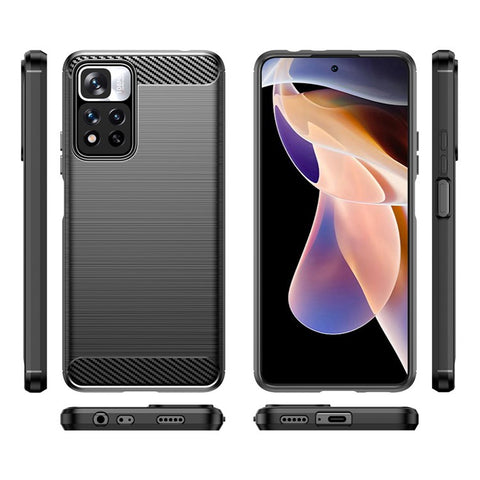 1.8mm Thin Stain-proof Carbon Fiber Brushed Texture Soft TPU Phone Protective Cover for Xiaomi Poco X4 NFC 5G