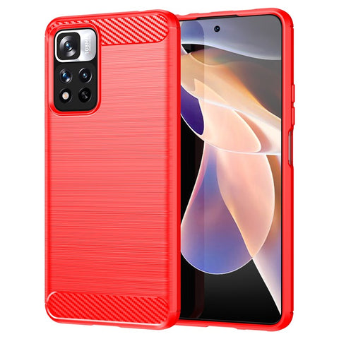 1.8mm Thin Stain-proof Carbon Fiber Brushed Texture Soft TPU Phone Protective Cover for Xiaomi Poco X4 NFC 5G