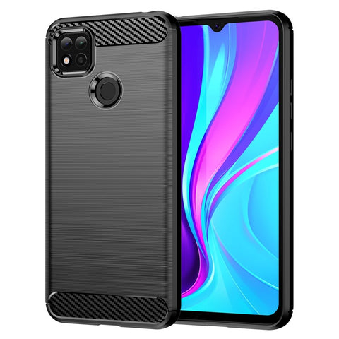 1.8mm Brushed Carbon Fiber Texture TPU Back Case Anti-fall Mobile Phone Cover for Xiaomi Poco C3/Poco C31/Redmi 9C/9C NFC/9 (India)/9 Activ