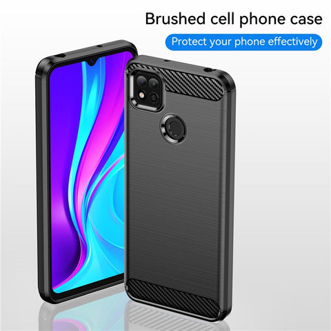 1.8mm Brushed Carbon Fiber Texture TPU Back Case Anti-fall Mobile Phone Cover for Xiaomi Poco C3/Poco C31/Redmi 9C/9C NFC/9 (India)/9 Activ