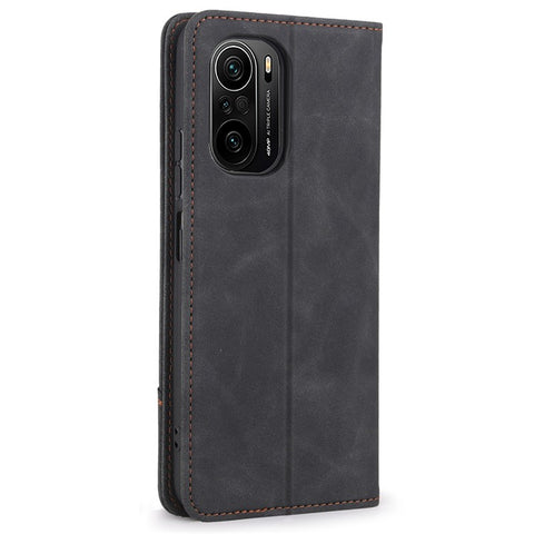 POLA 008 Series Retro Leather Case Foldable Stand Wallet Magnetic Auto-absorbed Flip Phone Case Shell for Xiaomi Mi 11i/Poco F3/Redmi K40/K40 Pro/K40 Pro+