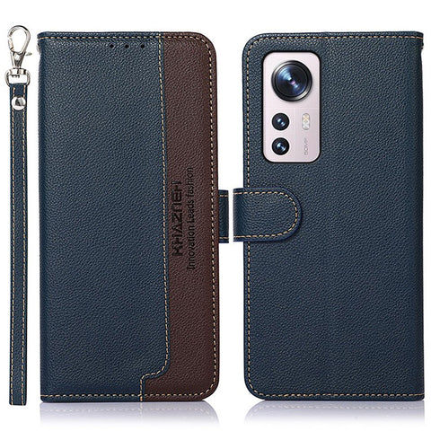 KHAZNEH for Xiaomi 12 5G/12X 5G/12S 5G RFID Blocking Anti-scratch PU Leather Phone Case Litchi Texture Wallet Phone Stand Cover