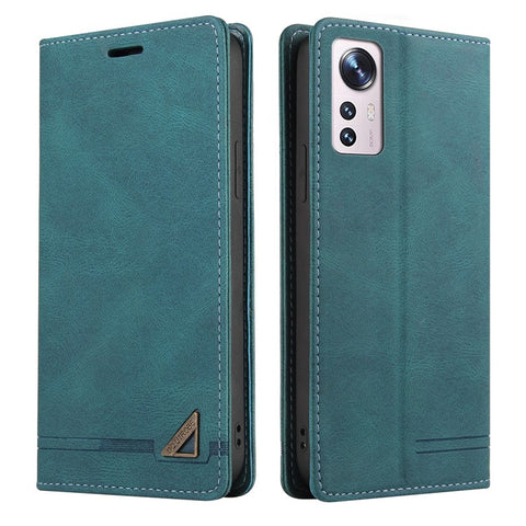 GQ.UTROBE 008 Series RFID Blocking Case for Xiaomi 12 5G/12X 5G/12S 5G, Skin Touch PU Leather Magnetic Absorption Wallet Stand Flip Cover