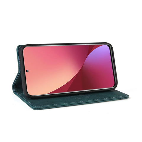 GQ.UTROBE 008 Series RFID Blocking Case for Xiaomi 12 5G/12X 5G/12S 5G, Skin Touch PU Leather Magnetic Absorption Wallet Stand Flip Cover