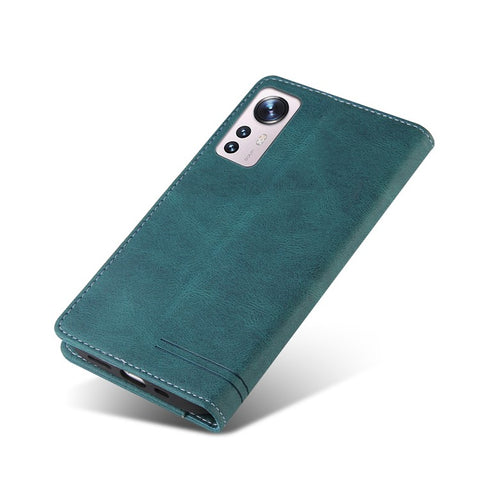 GQ.UTROBE 008 Series RFID Blocking Case for Xiaomi 12 5G/12X 5G/12S 5G, Skin Touch PU Leather Magnetic Absorption Wallet Stand Flip Cover