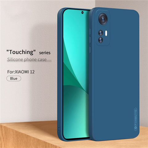 PINWUYO Silicone Case for Xiaomi 12 5G / 12X 5G / 12S 5G, Silky-Soft Touch Precise Cutouts Protective Cover with Fiber Flocking Lining