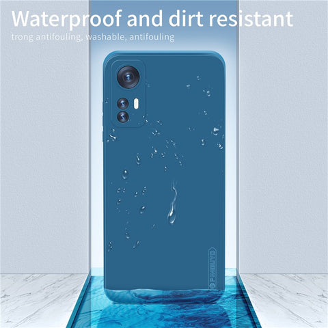 PINWUYO Silicone Case for Xiaomi 12 5G / 12X 5G / 12S 5G, Silky-Soft Touch Precise Cutouts Protective Cover with Fiber Flocking Lining