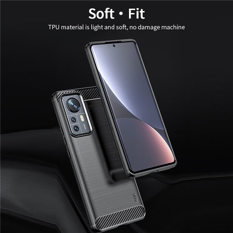 MOFI for Xiaomi 12 Pro 5G / 12S Pro 5G /12 Pro (Dimensity) 5G Phone Cover Carbon Fiber Texture Soft TPU Shockproof Brushed Surface Mobile Phone Case