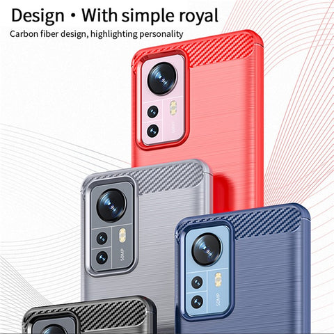 MOFI for Xiaomi 12 Pro 5G / 12S Pro 5G /12 Pro (Dimensity) 5G Phone Cover Carbon Fiber Texture Soft TPU Shockproof Brushed Surface Mobile Phone Case