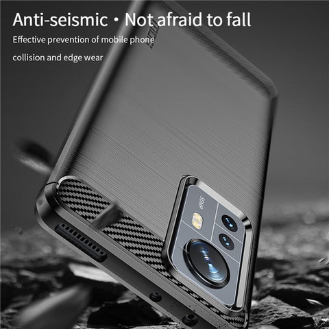 MOFI for Xiaomi 12 Pro 5G / 12S Pro 5G /12 Pro (Dimensity) 5G Phone Cover Carbon Fiber Texture Soft TPU Shockproof Brushed Surface Mobile Phone Case