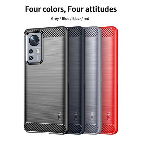 MOFI for Xiaomi 12 Pro 5G / 12S Pro 5G /12 Pro (Dimensity) 5G Phone Cover Carbon Fiber Texture Soft TPU Shockproof Brushed Surface Mobile Phone Case
