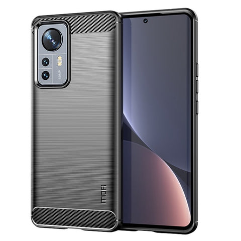 MOFI for Xiaomi 12 Pro 5G / 12S Pro 5G /12 Pro (Dimensity) 5G Phone Cover Carbon Fiber Texture Soft TPU Shockproof Brushed Surface Mobile Phone Case