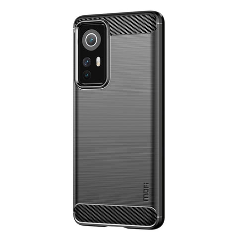 MOFI for Xiaomi 12 5G/12X 5G/12S 5G Phone Shell Carbon Fiber Texture Soft TPU Anti-scratch Brushed Surface Mobile Phone Case