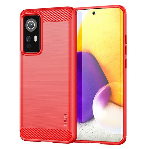 MOFI for Xiaomi 12 5G/12X 5G/12S 5G Phone Shell Carbon Fiber Texture Soft TPU Anti-scratch Brushed Surface Mobile Phone Case