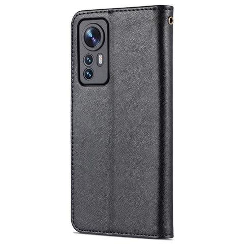 AZNS for Xiaomi 12 5G/12X 5G/12S 5G Anti-scratch Textured PU Leather Folio Flip Case Anti-fall Wallet Stand Inner TPU Phone Cover