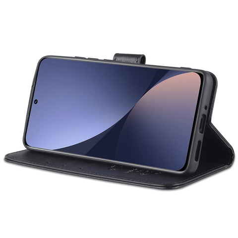 AZNS for Xiaomi 12 5G/12X 5G/12S 5G Anti-scratch Textured PU Leather Folio Flip Case Anti-fall Wallet Stand Inner TPU Phone Cover