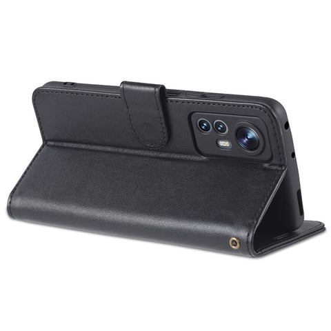AZNS for Xiaomi 12 5G/12X 5G/12S 5G Anti-scratch Textured PU Leather Folio Flip Case Anti-fall Wallet Stand Inner TPU Phone Cover