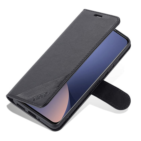 AZNS for Xiaomi 12 5G/12X 5G/12S 5G Anti-scratch Textured PU Leather Folio Flip Case Anti-fall Wallet Stand Inner TPU Phone Cover