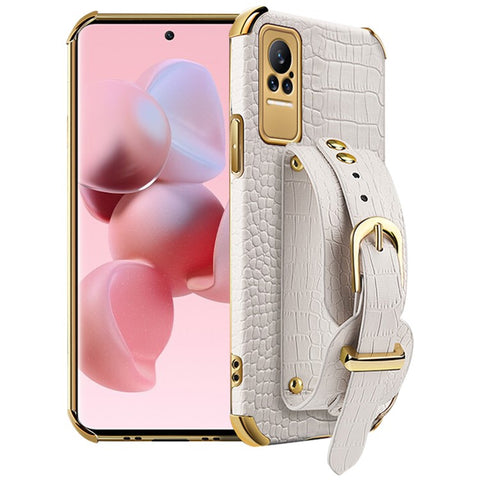 For Xiaomi Civi 5G PU Leather Coated TPU Phone Cover Adjustable Kickstand Electroplating Precise Cutout Crocodile Texture Cell Phone Case