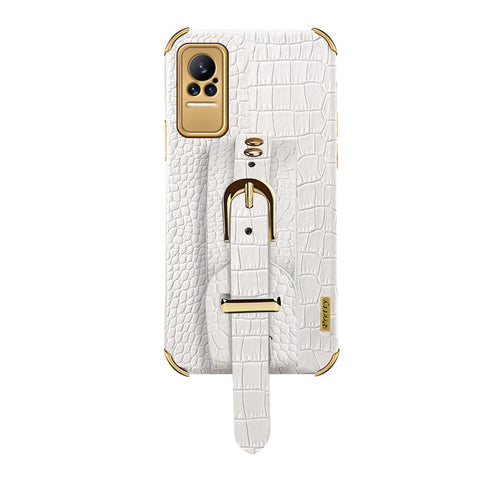 For Xiaomi Civi 5G PU Leather Coated TPU Phone Cover Adjustable Kickstand Electroplating Precise Cutout Crocodile Texture Cell Phone Case