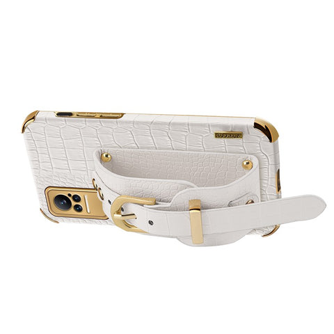 For Xiaomi Civi 5G PU Leather Coated TPU Phone Cover Adjustable Kickstand Electroplating Precise Cutout Crocodile Texture Cell Phone Case