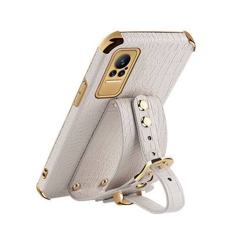 For Xiaomi Civi 5G PU Leather Coated TPU Phone Cover Adjustable Kickstand Electroplating Precise Cutout Crocodile Texture Cell Phone Case