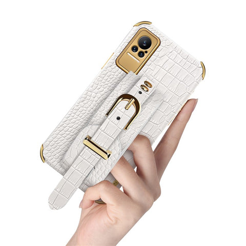 For Xiaomi Civi 5G PU Leather Coated TPU Phone Cover Adjustable Kickstand Electroplating Precise Cutout Crocodile Texture Cell Phone Case