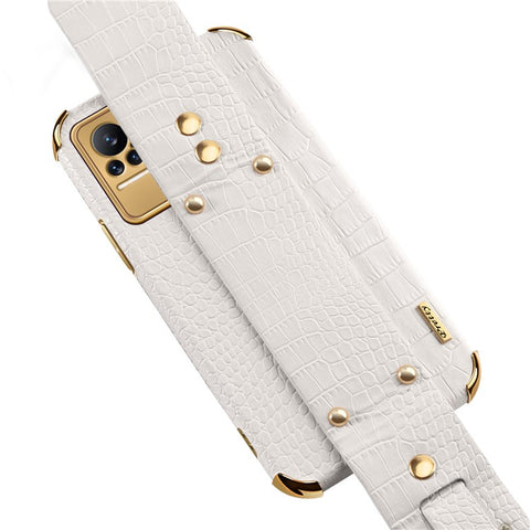 For Xiaomi Civi 5G PU Leather Coated TPU Phone Cover Adjustable Kickstand Electroplating Precise Cutout Crocodile Texture Cell Phone Case