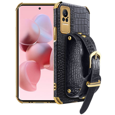 For Xiaomi Civi 5G PU Leather Coated TPU Phone Cover Adjustable Kickstand Electroplating Precise Cutout Crocodile Texture Cell Phone Case