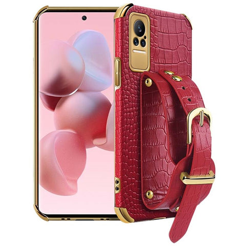 For Xiaomi Civi 5G PU Leather Coated TPU Phone Cover Adjustable Kickstand Electroplating Precise Cutout Crocodile Texture Cell Phone Case