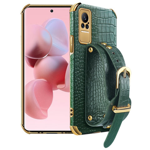 For Xiaomi Civi 5G PU Leather Coated TPU Phone Cover Adjustable Kickstand Electroplating Precise Cutout Crocodile Texture Cell Phone Case