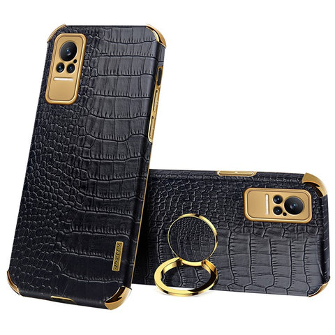 For Xiaomi Civi Smartphone Case Kickstand Electroplating Finger Ring Holder PU Leather Coated TPU Phone Back Shell