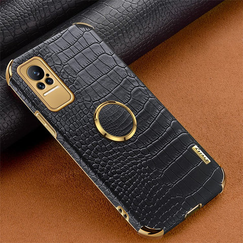 For Xiaomi Civi Smartphone Case Kickstand Electroplating Finger Ring Holder PU Leather Coated TPU Phone Back Shell