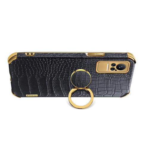 For Xiaomi Civi Smartphone Case Kickstand Electroplating Finger Ring Holder PU Leather Coated TPU Phone Back Shell