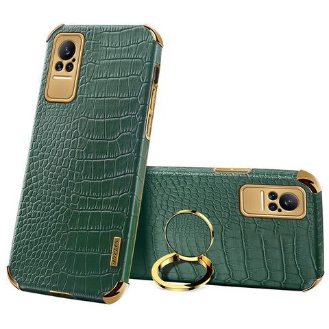 For Xiaomi Civi Smartphone Case Kickstand Electroplating Finger Ring Holder PU Leather Coated TPU Phone Back Shell