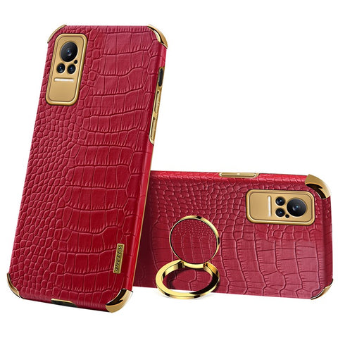 For Xiaomi Civi Smartphone Case Kickstand Electroplating Finger Ring Holder PU Leather Coated TPU Phone Back Shell
