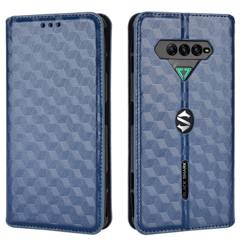 For Xiaomi Black Shark 4/Black Shark 4 Pro Magnetic Auto Closing Imprinting Rhombus PU Leather Stand Phone Case Wallet Cover