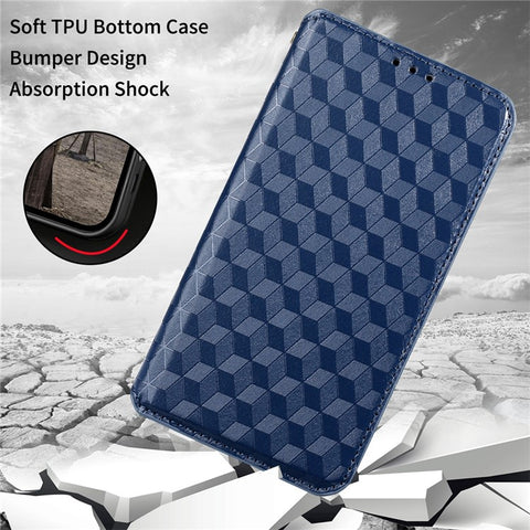 For Xiaomi Black Shark 4/Black Shark 4 Pro Magnetic Auto Closing Imprinting Rhombus PU Leather Stand Phone Case Wallet Cover