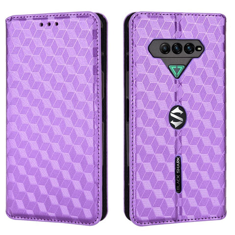 For Xiaomi Black Shark 4/Black Shark 4 Pro Magnetic Auto Closing Imprinting Rhombus PU Leather Stand Phone Case Wallet Cover