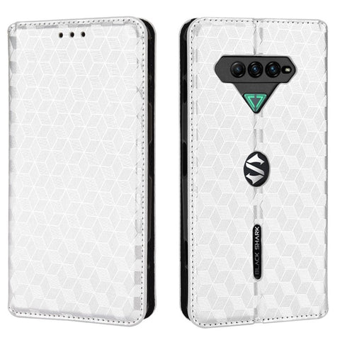 For Xiaomi Black Shark 4/Black Shark 4 Pro Magnetic Auto Closing Imprinting Rhombus PU Leather Stand Phone Case Wallet Cover