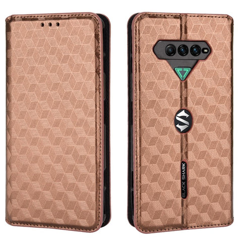 For Xiaomi Black Shark 4/Black Shark 4 Pro Magnetic Auto Closing Imprinting Rhombus PU Leather Stand Phone Case Wallet Cover