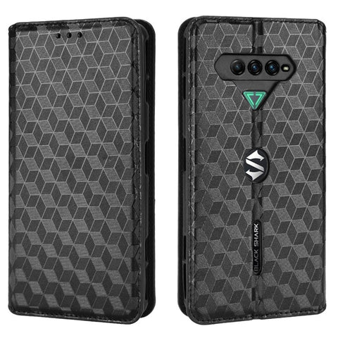 For Xiaomi Black Shark 4/Black Shark 4 Pro Magnetic Auto Closing Imprinting Rhombus PU Leather Stand Phone Case Wallet Cover