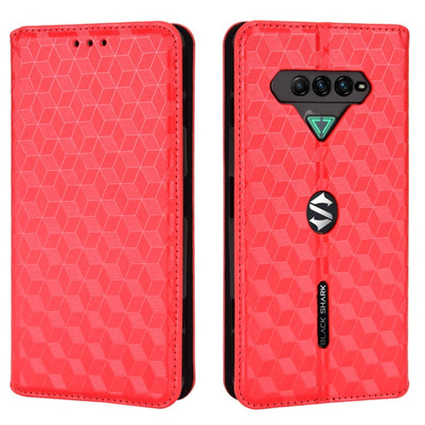 For Xiaomi Black Shark 4/Black Shark 4 Pro Magnetic Auto Closing Imprinting Rhombus PU Leather Stand Phone Case Wallet Cover