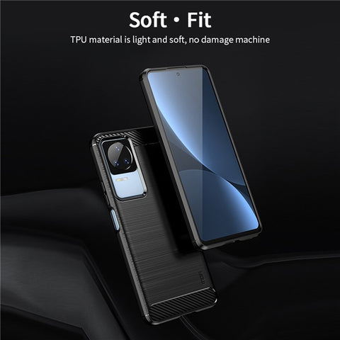 MOFI JK TPU Series-1 for Xiaomi Redmi K50/Redmi K50 Pro Flexible TPU Soft Skin Phone Case Shock-Absorption Brushed Surface Carbon Fiber Protective Cover