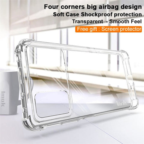 IMAK Shockproof Case for Xiaomi Poco X4 Pro 5G Slim TPU Phone Protector Airbag Anti-Drop Clear Cover with Screen Protector